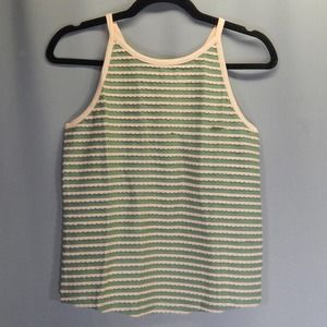 Matilda Jane Tank Top Girls Size 12 Green Pink Striped Scalloped New In Bag